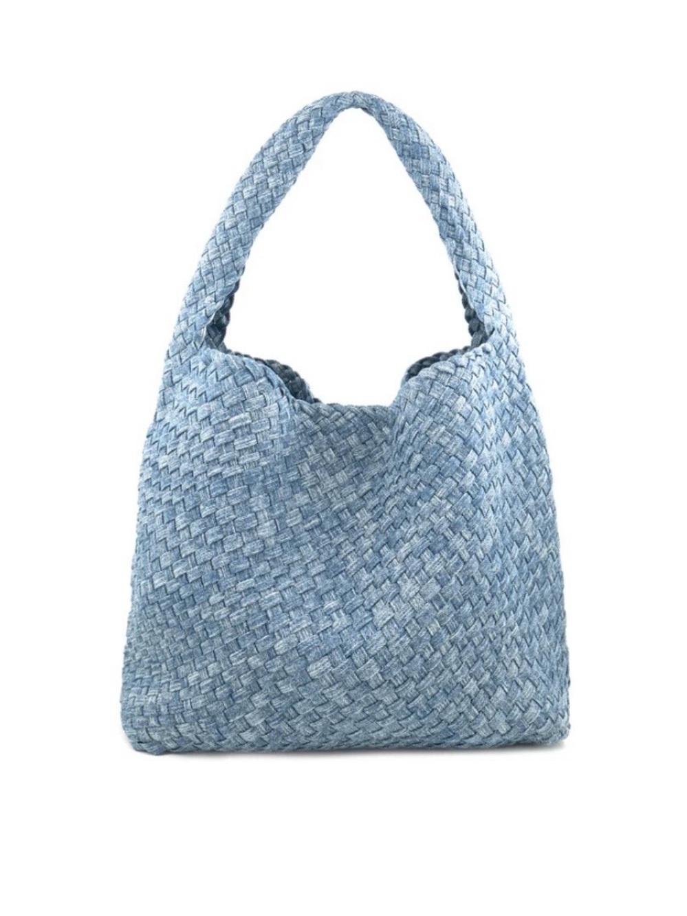 Woven Light Blue Shoulder Tote